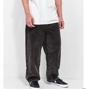 Empyre Loose Fit Black Acid Wash Corduroy Skate Pants